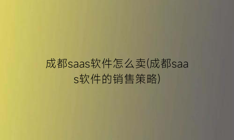 “成都saas软件怎么卖(成都saas软件的销售策略)