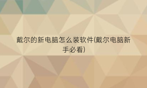 戴尔的新电脑怎么装软件(戴尔电脑新手必看)