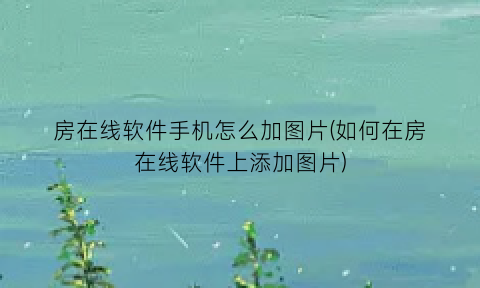 房在线软件手机怎么加图片(如何在房在线软件上添加图片)