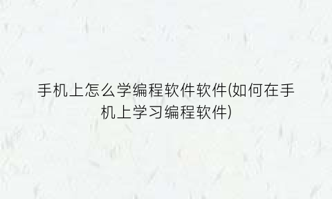 “手机上怎么学编程软件软件(如何在手机上学习编程软件)