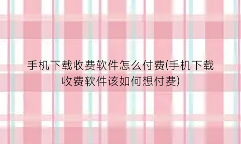 “手机下载收费软件怎么付费(手机下载收费软件该如何想付费)