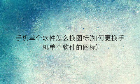 “手机单个软件怎么换图标(如何更换手机单个软件的图标)
