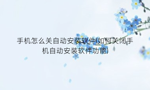 “手机怎么关自动安装软件(如何关闭手机自动安装软件功能)