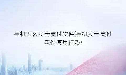 手机怎么安全支付软件(手机安全支付软件使用技巧)