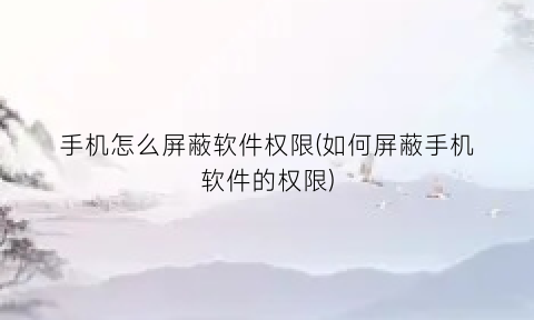 手机怎么屏蔽软件权限(如何屏蔽手机软件的权限)