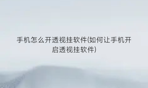 手机怎么开透视挂软件(如何让手机开启透视挂软件)