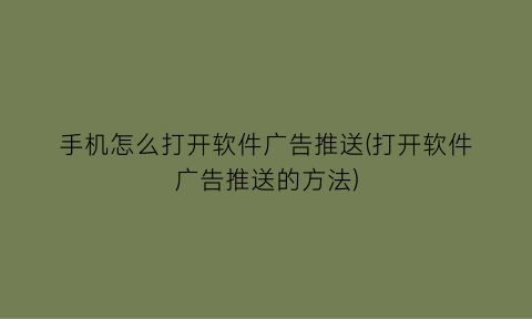 手机怎么打开软件广告推送(打开软件广告推送的方法)