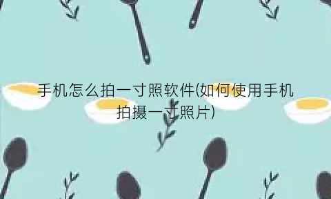 “手机怎么拍一寸照软件(如何使用手机拍摄一寸照片)