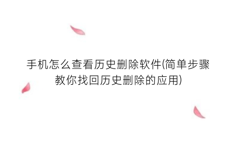 “手机怎么查看历史删除软件(简单步骤教你找回历史删除的应用)
