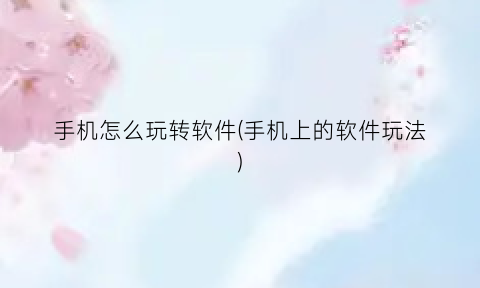 “手机怎么玩转软件(手机上的软件玩法)