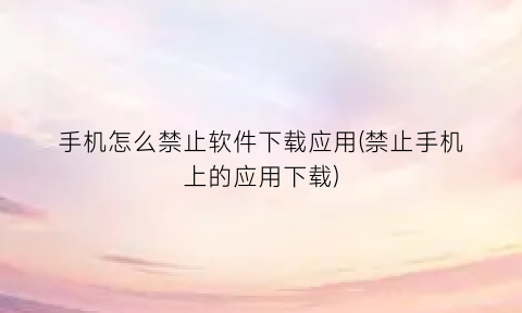 手机怎么禁止软件下载应用(禁止手机上的应用下载)