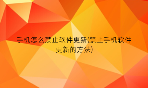 手机怎么禁止软件更新(禁止手机软件更新的方法)