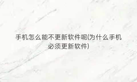 手机怎么能不更新软件呢(为什么手机必须更新软件)