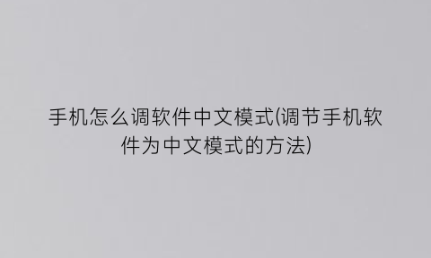 手机怎么调软件中文模式(调节手机软件为中文模式的方法)