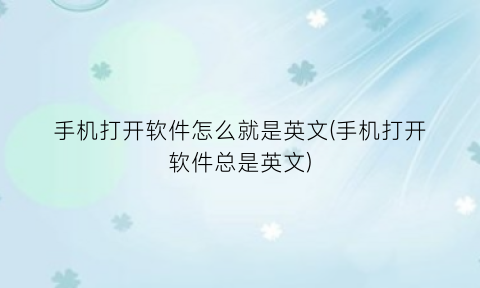 手机打开软件怎么就是英文(手机打开软件总是英文)