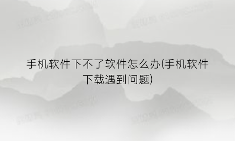 “手机软件下不了软件怎么办(手机软件下载遇到问题)