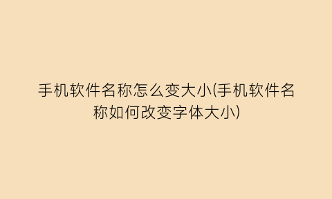 “手机软件名称怎么变大小(手机软件名称如何改变字体大小)