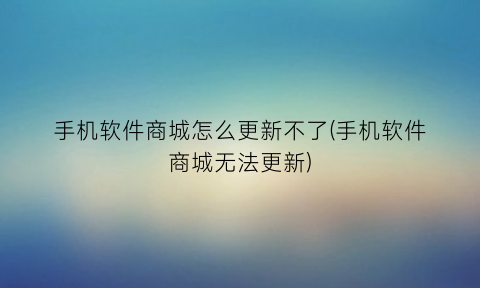 手机软件商城怎么更新不了(手机软件商城无法更新)