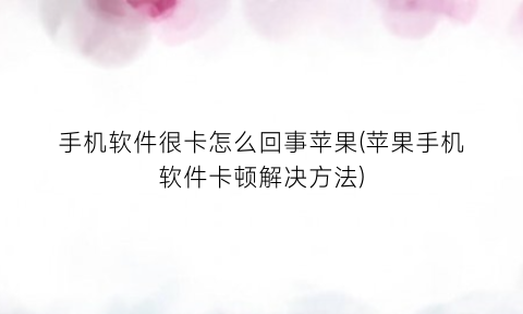 “手机软件很卡怎么回事苹果(苹果手机软件卡顿解决方法)