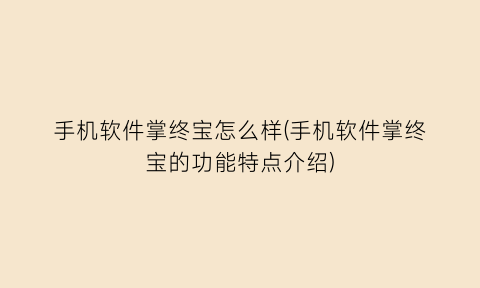 “手机软件掌终宝怎么样(手机软件掌终宝的功能特点介绍)