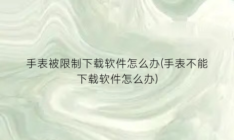 手表被限制下载软件怎么办(手表不能下载软件怎么办)