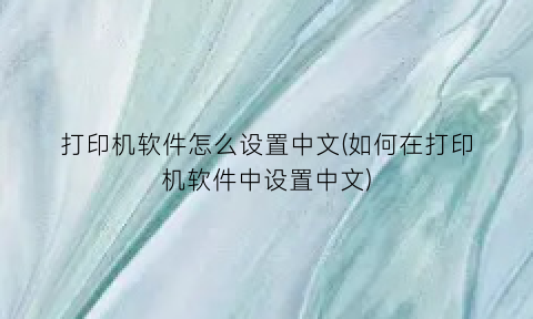 打印机软件怎么设置中文(如何在打印机软件中设置中文)