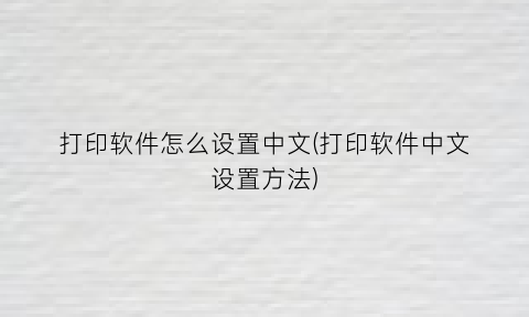 打印软件怎么设置中文(打印软件中文设置方法)