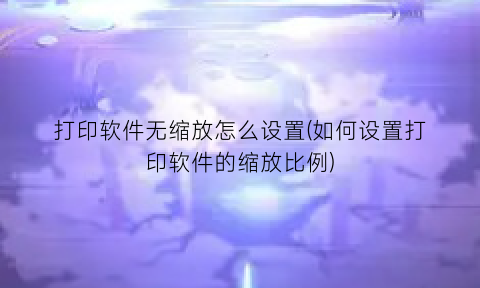 打印软件无缩放怎么设置(如何设置打印软件的缩放比例)