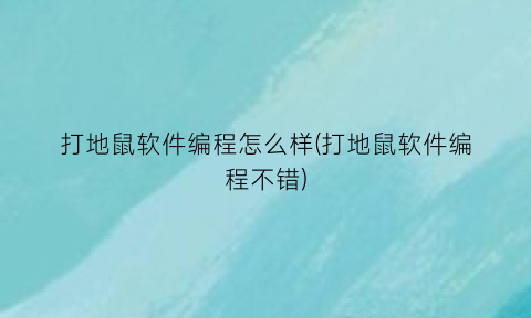 打地鼠软件编程怎么样(打地鼠软件编程不错)