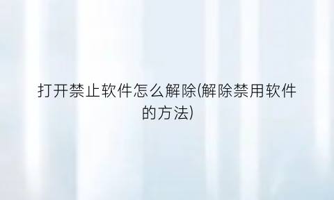 打开禁止软件怎么解除(解除禁用软件的方法)