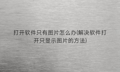 “打开软件只有图片怎么办(解决软件打开只显示图片的方法)