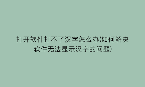 打开软件打不了汉字怎么办(如何解决软件无法显示汉字的问题)