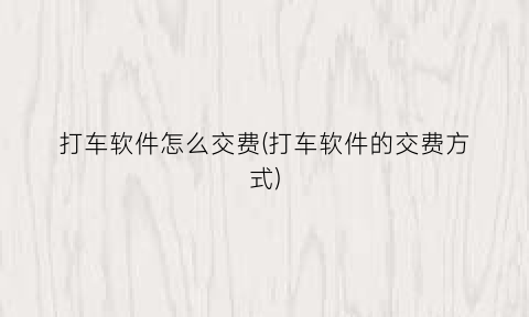 “打车软件怎么交费(打车软件的交费方式)