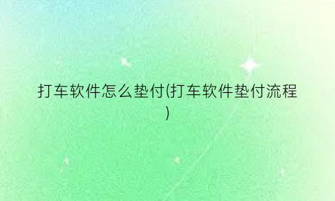 “打车软件怎么垫付(打车软件垫付流程)