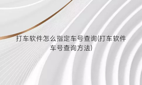 “打车软件怎么指定车号查询(打车软件车号查询方法)