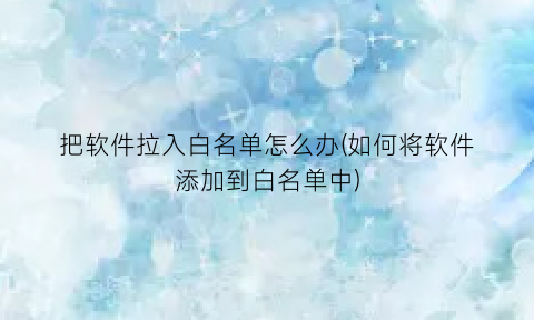 “把软件拉入白名单怎么办(如何将软件添加到白名单中)