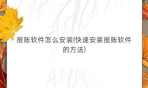 “报账软件怎么安装(快速安装报账软件的方法)