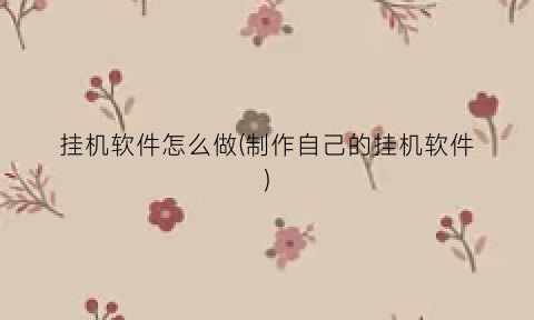 挂机软件怎么做(制作自己的挂机软件)