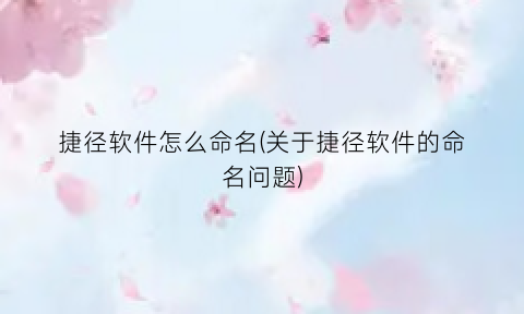 “捷径软件怎么命名(关于捷径软件的命名问题)