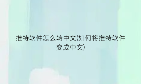 “推特软件怎么转中文(如何将推特软件变成中文)
