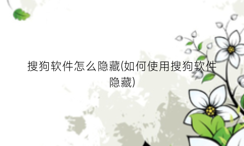 搜狗软件怎么隐藏(如何使用搜狗软件隐藏)
