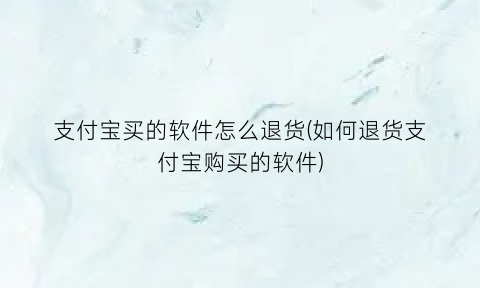 支付宝买的软件怎么退货(如何退货支付宝购买的软件)