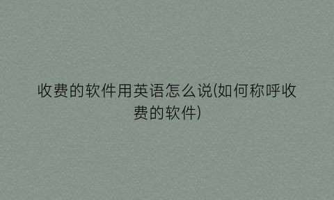 “收费的软件用英语怎么说(如何称呼收费的软件)