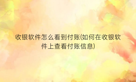 收银软件怎么看到付账(如何在收银软件上查看付账信息)