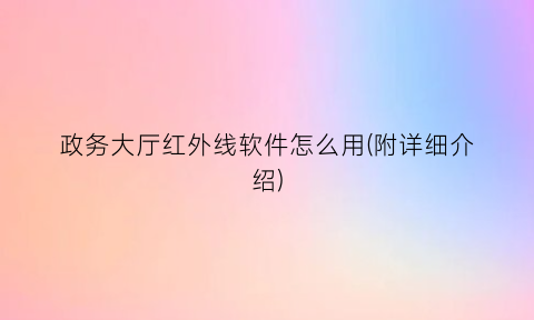 “政务大厅红外线软件怎么用(附详细介绍)
