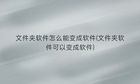 文件夹软件怎么能变成软件(文件夹软件可以变成软件)