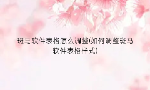 斑马软件表格怎么调整(如何调整斑马软件表格样式)