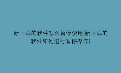 新下载的软件怎么暂停使用(新下载的软件如何进行暂停操作)