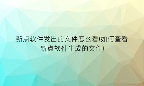 新点软件发出的文件怎么看(如何查看新点软件生成的文件)