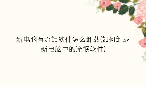“新电脑有流氓软件怎么卸载(如何卸载新电脑中的流氓软件)